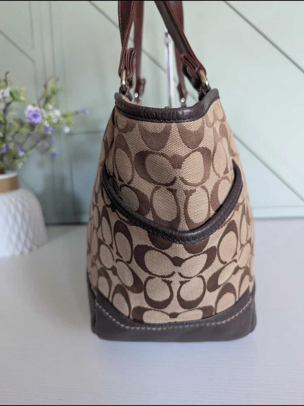 Vintage Coach Soho Pleated Signature Tote Bag